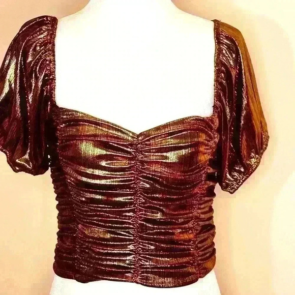 Bronze Metallic peasant blouse - Picture 2 of 4